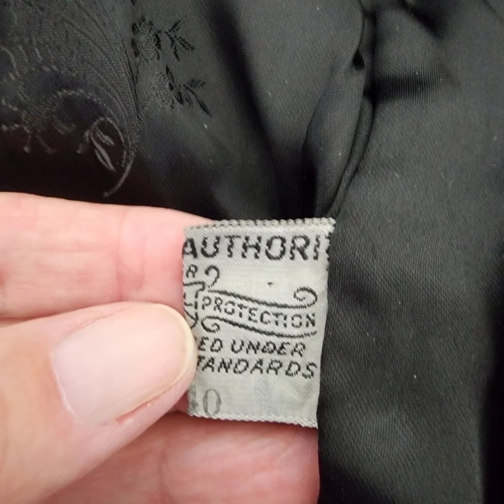 Vintage Persian Lamb Mobwife Black W/ Gray Mink Collar Jacket Size L/XL